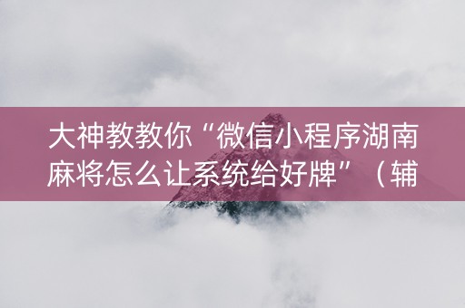 大神教教你“微信小程序湖南麻将怎么让系统给好牌”（辅助神器免费)