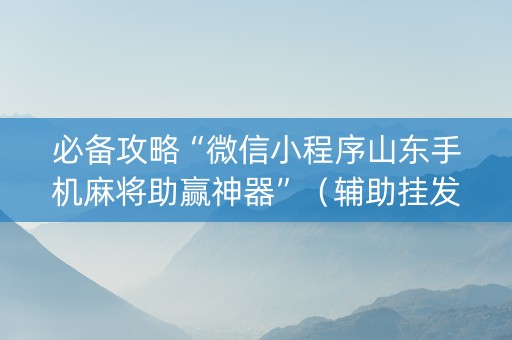 必备攻略“微信小程序山东手机麻将助赢神器”（辅助挂发牌规律)
