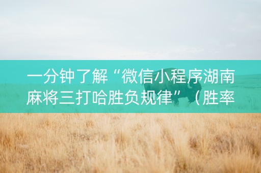 一分钟了解“微信小程序湖南麻将三打哈胜负规律”（胜率到哪调)