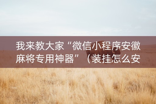 我来教大家“微信小程序安徽麻将专用神器”（装挂怎么安装)