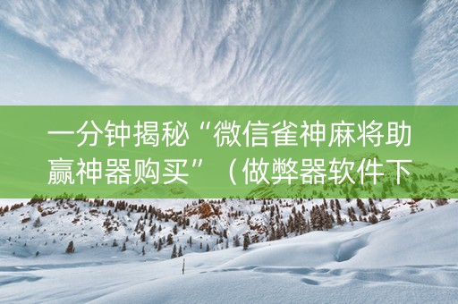一分钟揭秘“微信雀神麻将助赢神器购买”（做弊器软件下载)