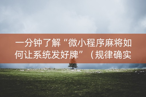 一分钟了解“微小程序麻将如何让系统发好牌”（规律确实有挂)