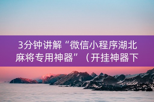 3分钟讲解“微信小程序湖北麻将专用神器”（开挂神器下载)