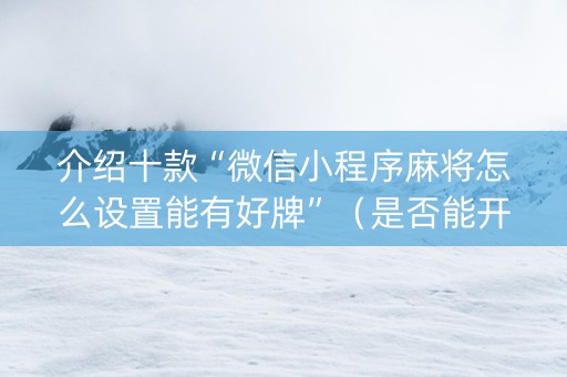 介绍十款“微信小程序麻将怎么设置能有好牌”（是否能开挂)