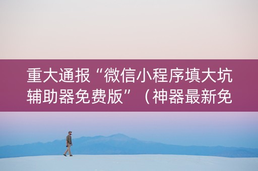 重大通报“微信小程序填大坑辅助器免费版”（神器最新免费)