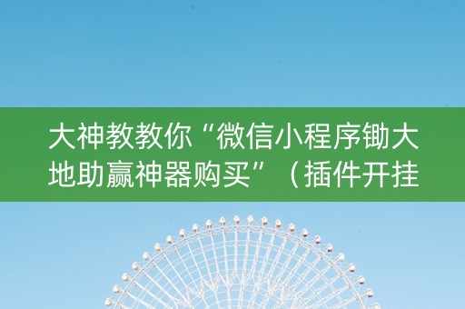 大神教教你“微信小程序锄大地助赢神器购买”（插件开挂免费AI)