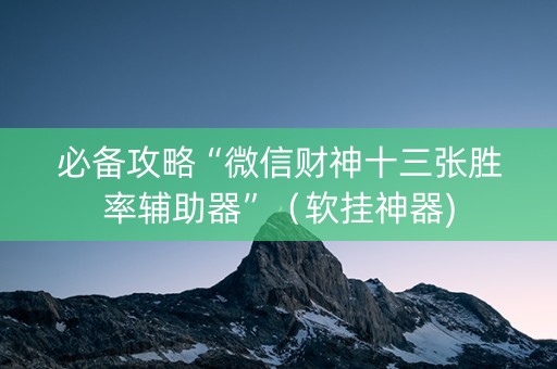 必备攻略“微信财神十三张胜率辅助器”（软挂神器)