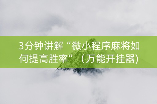 3分钟讲解“微小程序麻将如何提高胜率”（万能开挂器)