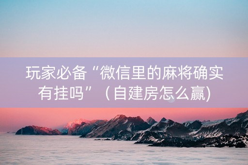 玩家必备“微信里的麻将确实有挂吗”（自建房怎么赢)