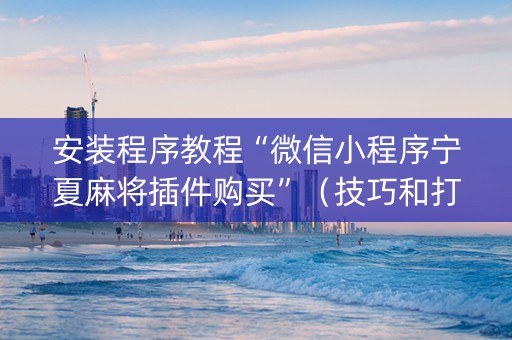安装程序教程“微信小程序宁夏麻将插件购买”（技巧和打好牌方法)