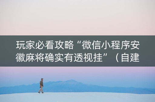 玩家必看攻略“微信小程序安徽麻将确实有透视挂”（自建房怎么赢)