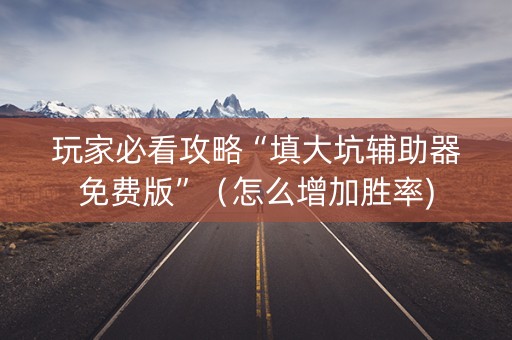 玩家必看攻略“填大坑辅助器免费版”（怎么增加胜率)