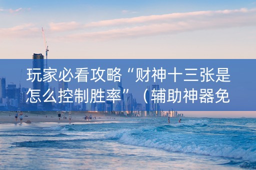 玩家必看攻略“财神十三张是怎么控制胜率”（辅助神器免费)