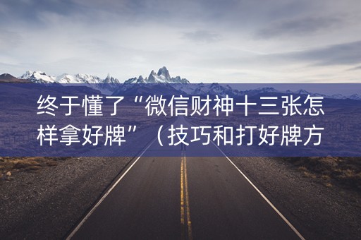 终于懂了“微信财神十三张怎样拿好牌”（技巧和打好牌方法)