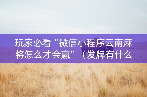 玩家必看“微信小程序云南麻将怎么才会赢”（发牌有什么规律吗)