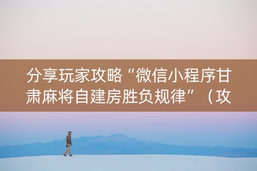 分享玩家攻略“微信小程序甘肃麻将自建房胜负规律”（攻略插件)