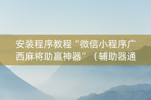 安装程序教程“微信小程序广西麻将助赢神器”（辅助器通用版)