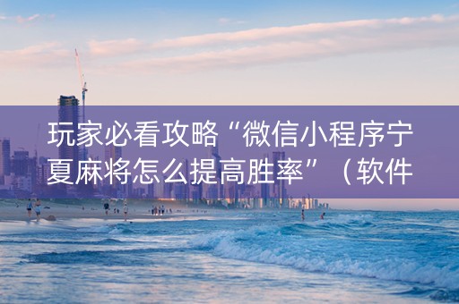 玩家必看攻略“微信小程序宁夏麻将怎么提高胜率”（软件出售)