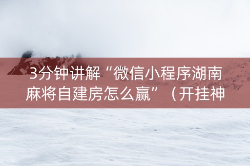 3分钟讲解“微信小程序湖南麻将自建房怎么赢”（开挂神器下载)