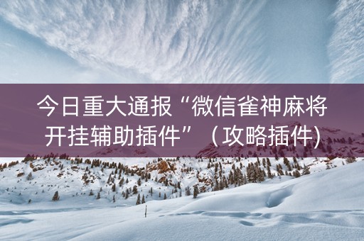 今日重大通报“微信雀神麻将开挂辅助插件”（攻略插件)