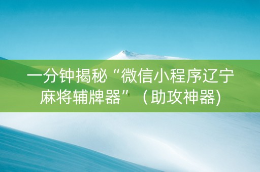 一分钟揭秘“微信小程序辽宁麻将辅牌器”（助攻神器)