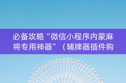 必备攻略“微信小程序内蒙麻将专用神器”（辅牌器插件购买)