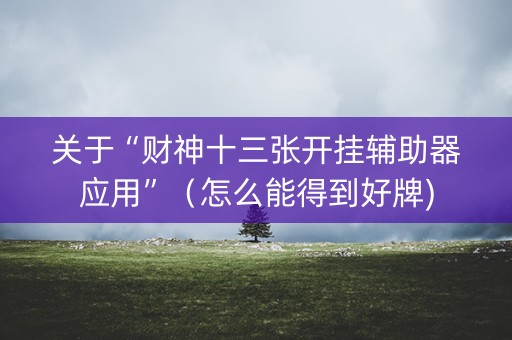 关于“财神十三张开挂辅助器应用”（怎么能得到好牌)