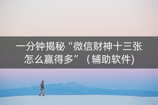 一分钟揭秘“微信财神十三张怎么赢得多”（辅助软件)