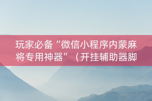 玩家必备“微信小程序内蒙麻将专用神器”（开挂辅助器脚本)