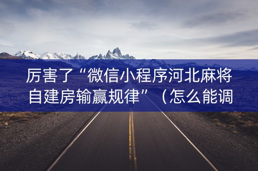 厉害了“微信小程序河北麻将自建房输赢规律”（怎么能调好牌)