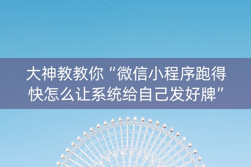 大神教教你“微信小程序跑得快怎么让系统给自己发好牌”（辅助器插件)