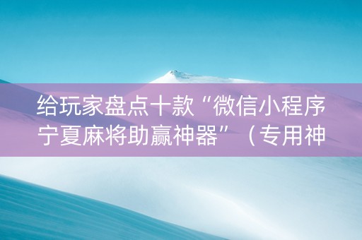 给玩家盘点十款“微信小程序宁夏麻将助赢神器”（专用神器下载)