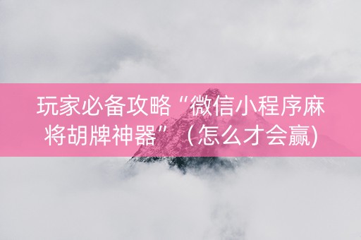 玩家必备攻略“微信小程序麻将胡牌神器”（怎么才会赢)