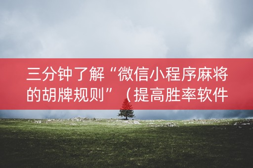 三分钟了解“微信小程序麻将的胡牌规则”（提高胜率软件)