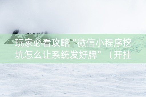 玩家必看攻略“微信小程序挖坑怎么让系统发好牌”（开挂辅助器插件)