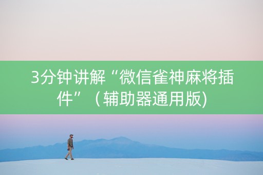 3分钟讲解“微信雀神麻将插件”（辅助器通用版)