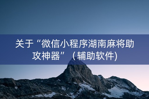 关于“微信小程序湖南麻将助攻神器”（辅助软件)