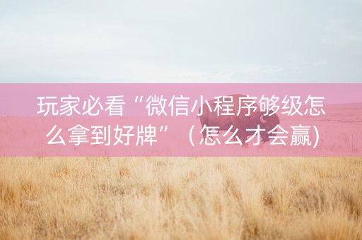 玩家必看“微信小程序够级怎么拿到好牌”（怎么才会赢)