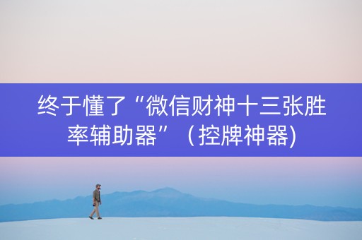 终于懂了“微信财神十三张胜率辅助器”（控牌神器)