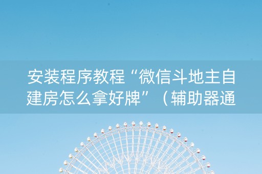 安装程序教程“微信斗地主自建房怎么拿好牌”（辅助器通用版)