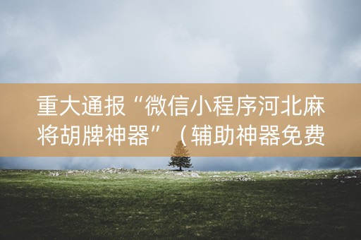 重大通报“微信小程序河北麻将胡牌神器”（辅助神器免费)