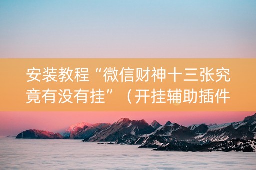 安装教程“微信财神十三张究竟有没有挂”（开挂辅助插件)