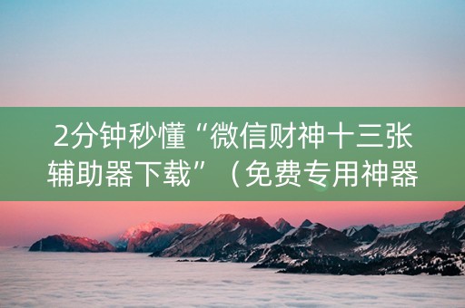2分钟秒懂“微信财神十三张辅助器下载”（免费专用神器)