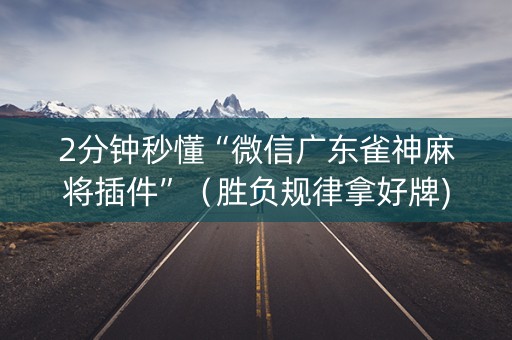 2分钟秒懂“微信广东雀神麻将插件”（胜负规律拿好牌)