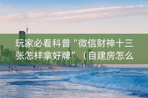 玩家必看科普“微信财神十三张怎样拿好牌”（自建房怎么拿好牌)