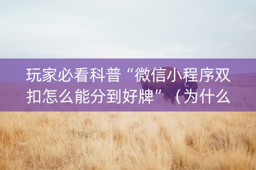 玩家必看科普“微信小程序双扣怎么能分到好牌”（为什么有人一直赢)