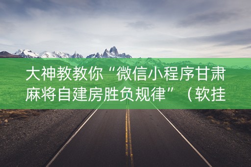 大神教教你“微信小程序甘肃麻将自建房胜负规律”（软挂神器)