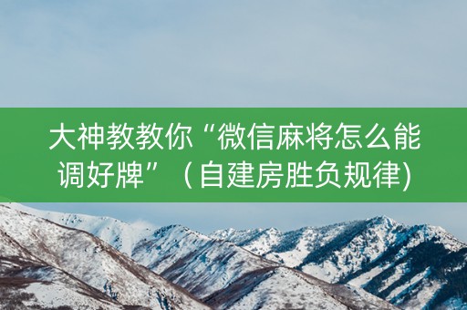 大神教教你“微信麻将怎么能调好牌”（自建房胜负规律)