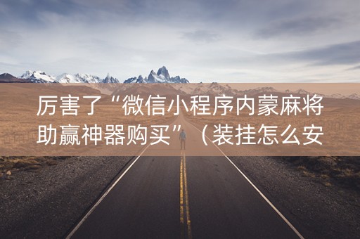 厉害了“微信小程序内蒙麻将助赢神器购买”（装挂怎么安装)