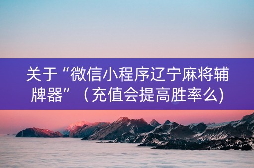 关于“微信小程序辽宁麻将辅牌器”（充值会提高胜率么)